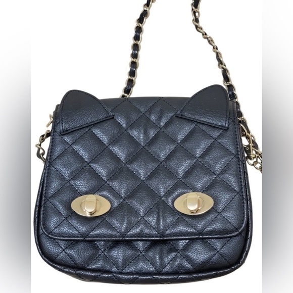 Tokyo Disney Resort Quilted Cat Crossbody Bag - Black/Gold Hardware - Picture 1 of 13